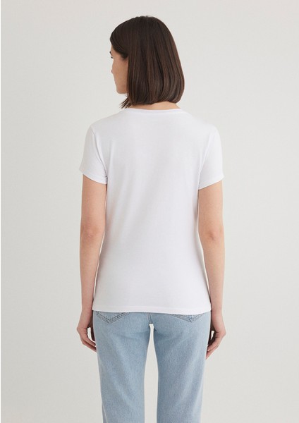 Stretch Beyaz Basic Tişört 162767-620