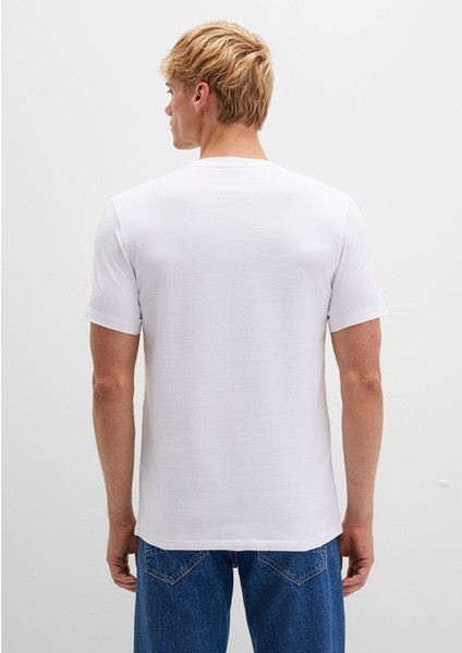Stretch Beyaz Basic Tişört 061747-620