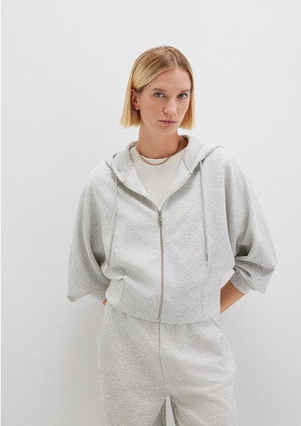 Fermuarlı Gri Sweatshirt 1S10440-87033