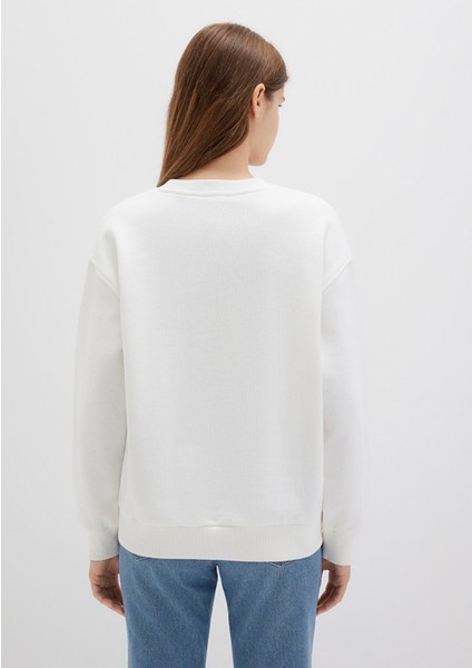 Mavi Kedi Logo Ekru Sweatshirt 1S10460-70057