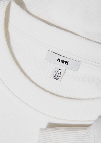 Mavi Kedi Logo Ekru Sweatshirt 1S10460-70057