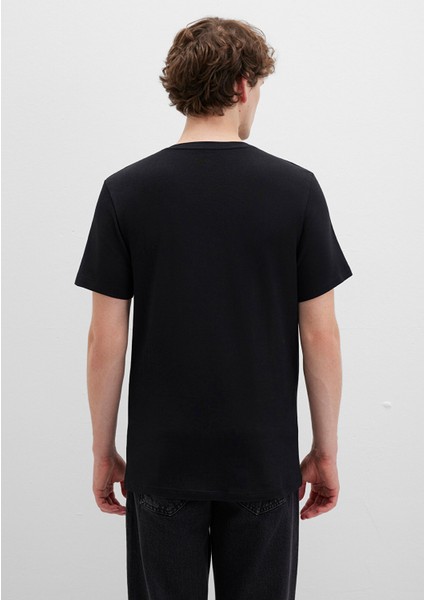 Stretch V Yaka Siyah Basic Tişört 061748-900