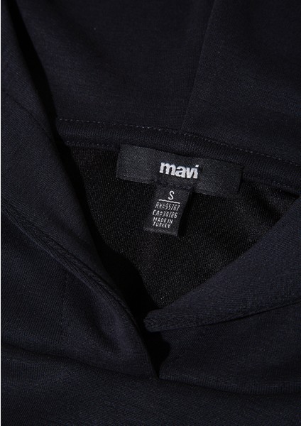 Şerit Detaylı Kapüşonlu Siyah Sweatshirt 1S10443-900