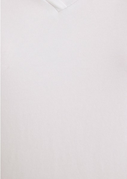 V Yaka Beyaz Basic Stretch Tişört 162769-620