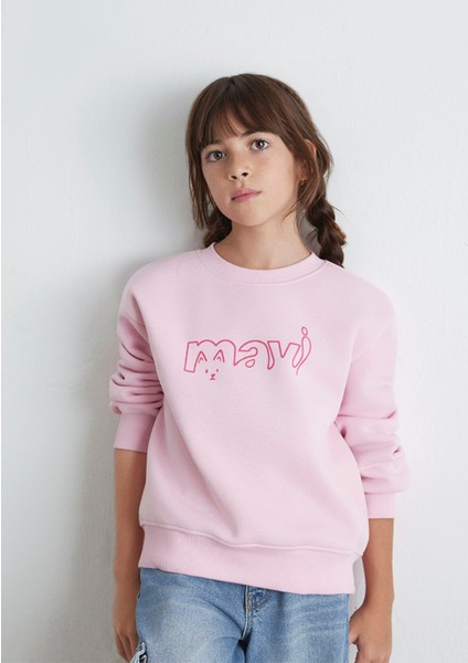 Mavi Kedi Logo Baskılı Pembe Sweatshirt 7S10162-70973