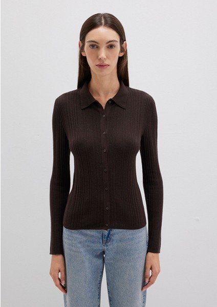 Yün Karışımlı Kahverengi Triko Polo 1710838-90704