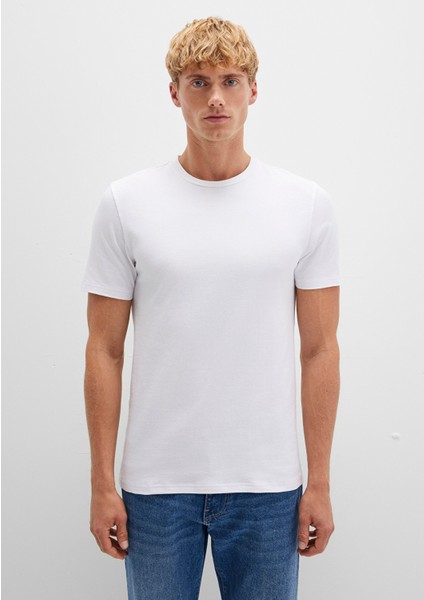 Stretch Beyaz Basic Tişört 061747-620