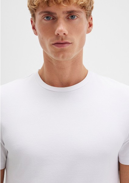 Stretch Beyaz Basic Tişört 061747-620