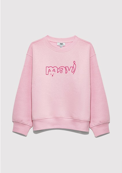 Mavi Kedi Logo Baskılı Pembe Sweatshirt 7S10162-70973