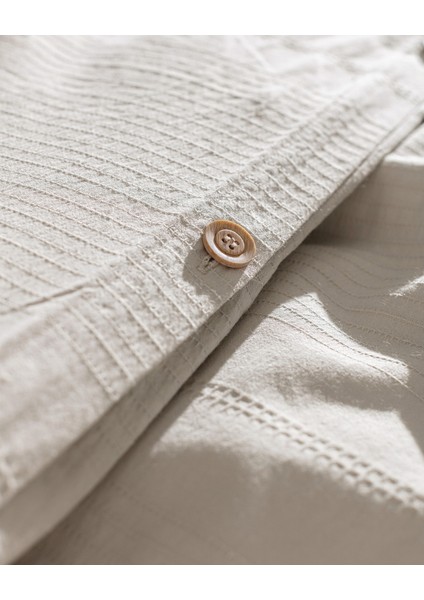 Rosalie Tek Kişilik %100 Pamuk Armürlü Nevresim Takımı - Bej