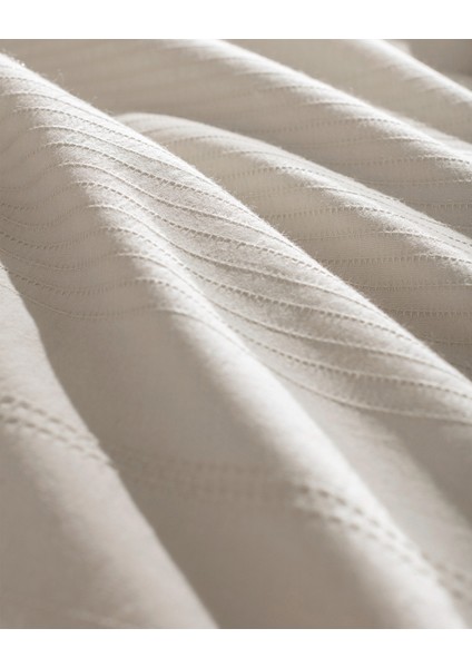 Rosalie Tek Kişilik %100 Pamuk Armürlü Nevresim Takımı - Bej