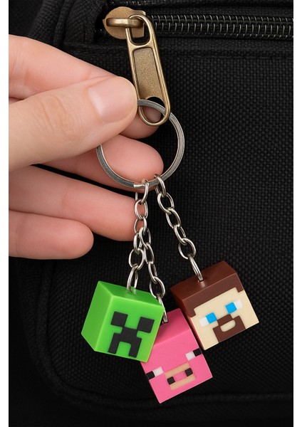 Minecraft 4’lü Mini Figür Anahtarlık Seti – Creeper, Steve, Alex, Pig Karakterleri fiyatları