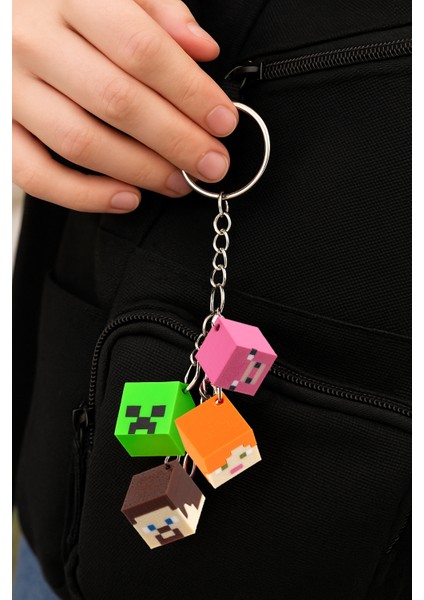 Minecraft 4’lü Mini Figür Anahtarlık Seti – Creeper, Steve, Alex, Pig Karakterleri fırsatları