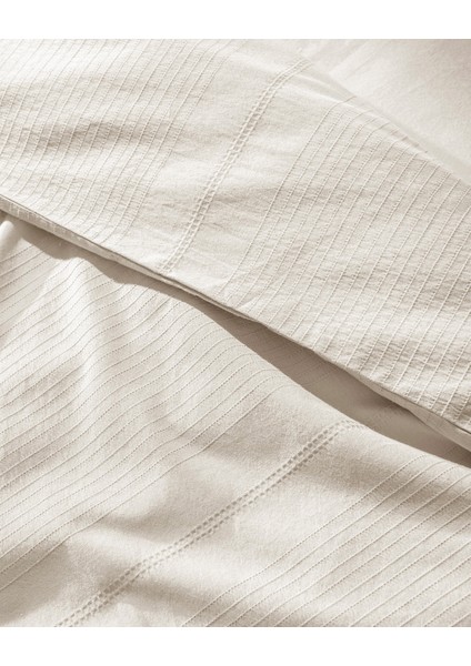 Rosalie Çift Kişilik %100 Pamuk Armürlü Nevresim Takımı - Bej