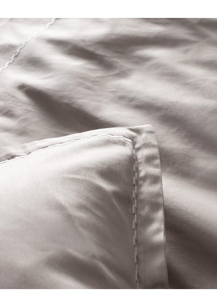 Laila Çift Kişilik %100 Pamuk Nakışlı Saten Nevresim Takımı - Vizon