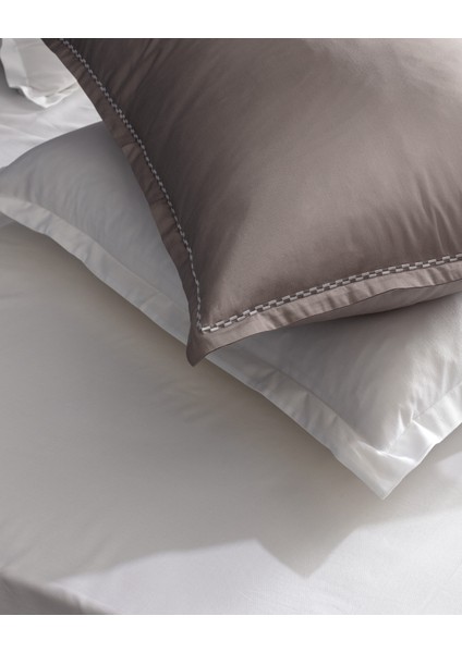 Laila Çift Kişilik %100 Pamuk Nakışlı Saten Nevresim Takımı - Vizon