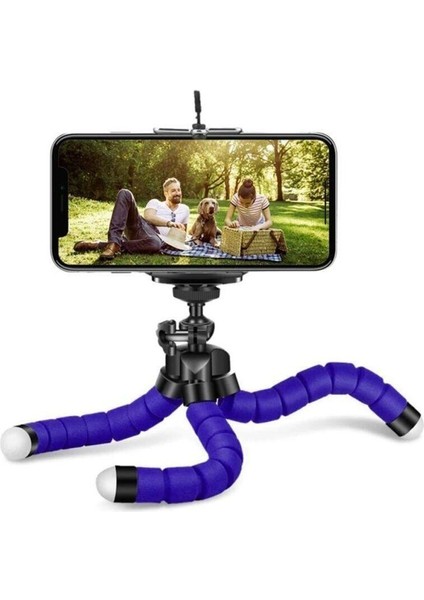 Mavi Ahtapot Tripod Akrobat Stand ve Selfie Çubuğu, Çok Fonksiyonlu ve Taşınabilir
