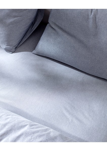 Nuage Tek Kişilik %100 Pamuk İpliği Boyalı Nevresim Takımı - Lacivert