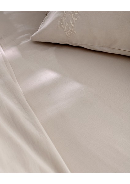 Loris King Size %100 Pamuk Nakışlı Nevresim Takımı - Bej