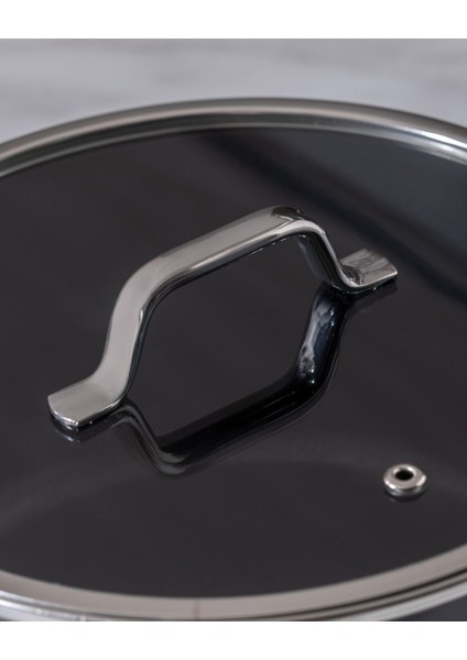 Titanyum Emaye Derin Tencere - Antrasit - 22 cm