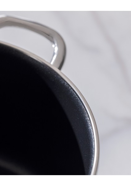 Titanyum Emaye Derin Tencere - Antrasit - 22 cm