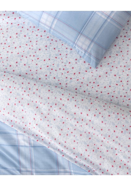 Blanch King Size %100 Pamuk Ranforce Baskılı Nevresim Takımı - Mavi