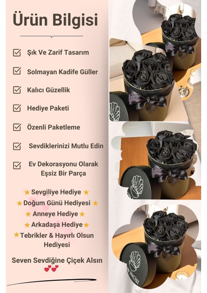 Sevgiliye Özel Hediye Gül Kutu Siyah Hediyelik Çiçek Doğum Günü Sepeti Kız Arkadaşa Eşe Sevgili fiyatları