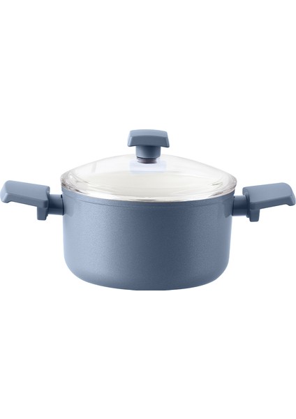 Nano Seramik Derin Tencere - Gri/Beyaz - 22 cm