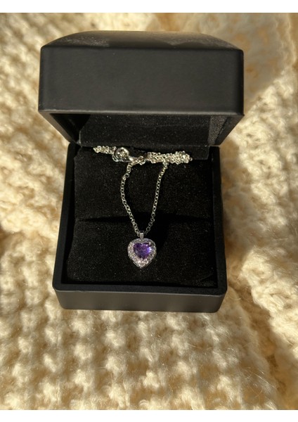 Işıklı Kutuda Çelik Mor Kalpli Parlak Ciddi Ilişki Kolyesi Kararmaz Sevgiliye Hediye fiyatları