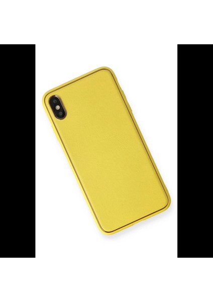 iPhone Xs Max Kılıf Coco Deri Silikon Kapak - Sarı fiyatları