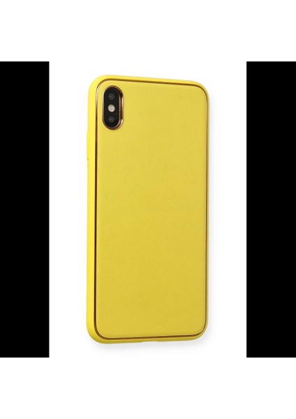 iPhone Xs Max Kılıf Coco Deri Silikon Kapak - Sarı modelleri
