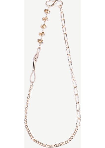 Zincir Detaylı Gold Kolye