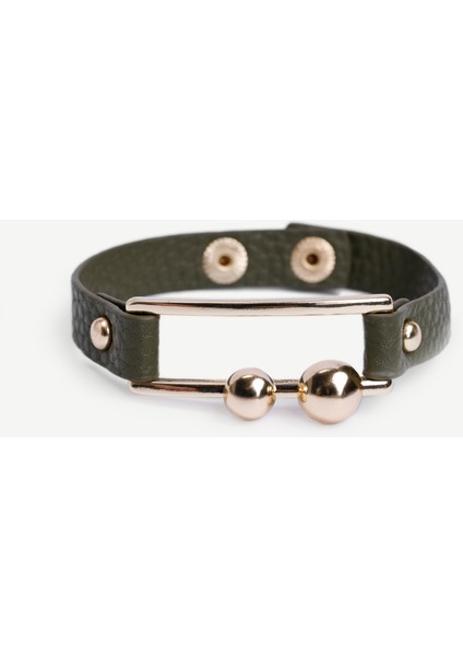 Deri ve Metal Aksesuarlı Bileklik