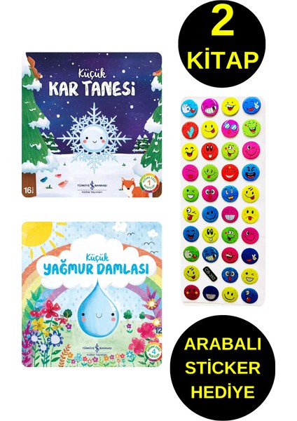 Emojili Sticker Hediye - Okul Öncesi Resimli Kitaplar - Küçük Kar Tanesi - Küçük Yağmur Damlası