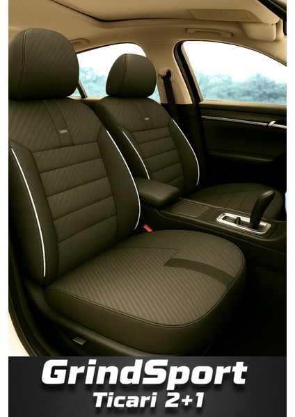 Citroen Berlingo 2004-2007 Hafi̇f Ti̇cari̇ – Ticari Araç 2+1 Uyumlu Vira Grindsport Koltuk Kılıfı – Siyah Beyaz, Kolay Montaj