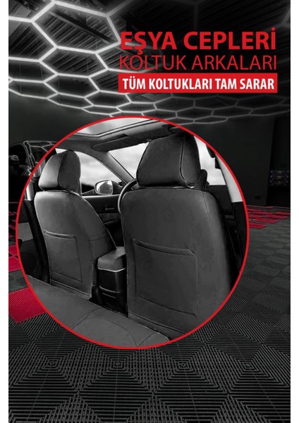 Ford Tourneo Connect 2014-2018 Hafi̇f Ti̇cari̇ – Ticari Araç 2+1 Uyumlu Vira Grindsport Koltuk Kılıfı – Siyah, Kolay Montaj fırsatları