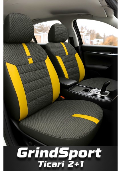 Hyundai Accent Era 2006-2012 Sedan – Ticari Araç 2+1 Uyumlu Vira GrindSport Koltuk Kılıfı – Siyah Sarı, Kolay Montaj