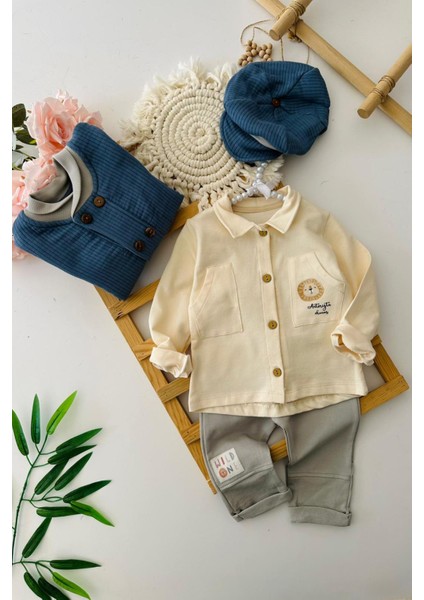 Wild One Erkek Bebek 3’lü Pamuklu Ceketli takım - Mavi fiyatları