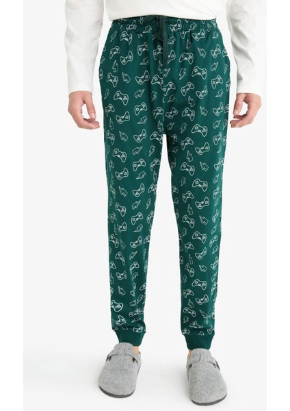 Pijama Takımı Regular Fit Baskılı Uzun Kollu Üst Desenli Uzun Alt G2643AX25WN