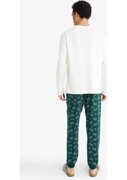 Pijama Takımı Regular Fit Baskılı Uzun Kollu Üst Desenli Uzun Alt G2643AX25WN