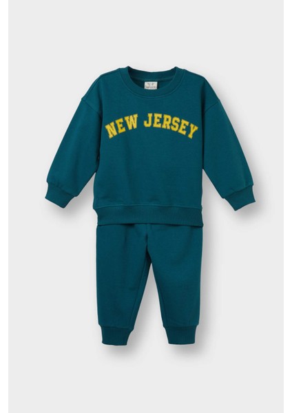 Erkek Bebek 2'li Takım Baskılı Sweatshirt Eşofman Altı