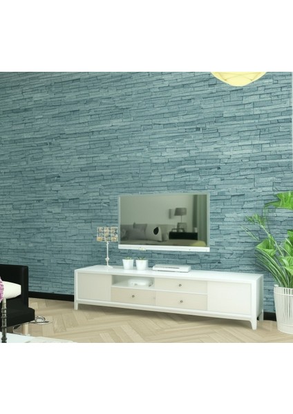 Mavi Tuğla 3D Duvar Kağıdı Pvc Vinil Su ve Isıya Dayanıklı 3m x 60CM