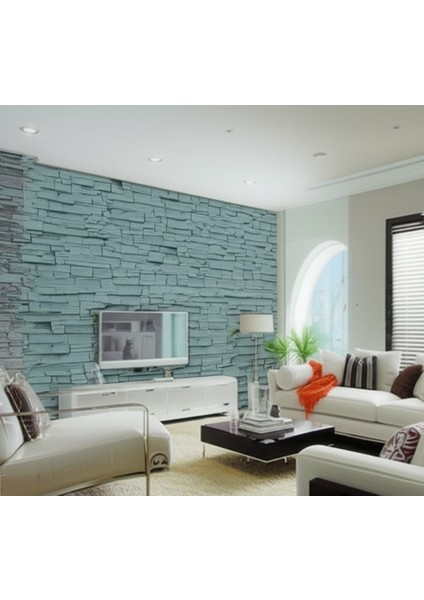 Mavi Tuğla 3D Duvar Kağıdı Pvc Vinil Su ve Isıya Dayanıklı 3m x 60CM fiyatları
