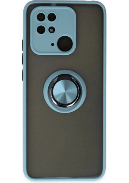 Xiaomi Redmi 10C Kılıf Montreal Yüzüklü Silikon Kapak - Buz Mavi