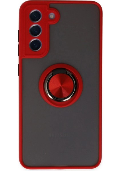 Samsung Galaxy S21 Fe Kılıf Montreal Yüzüklü Silikon Kapak - Kırmızı