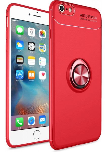 iPhone 6 Kılıf Range Yüzüklü Silikon - Kırmızı