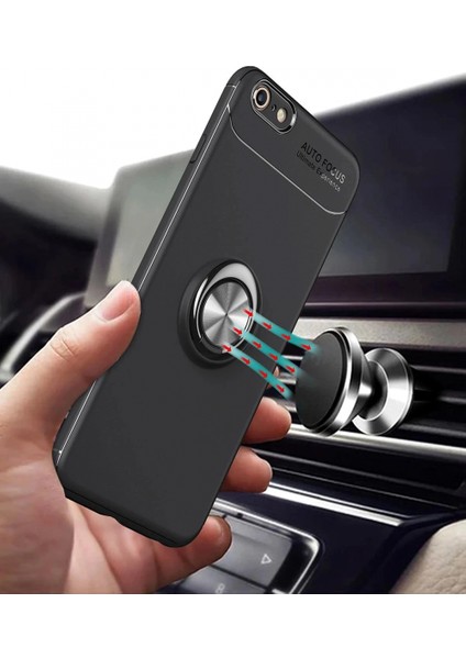 iPhone 6 Kılıf Range Yüzüklü Silikon - Kırmızı