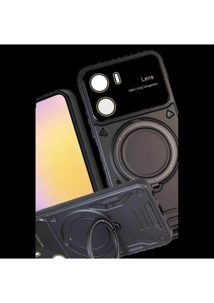 Vivo Y16 Kılıf Joy Lens Standlı Kapak - Siyah modelleri