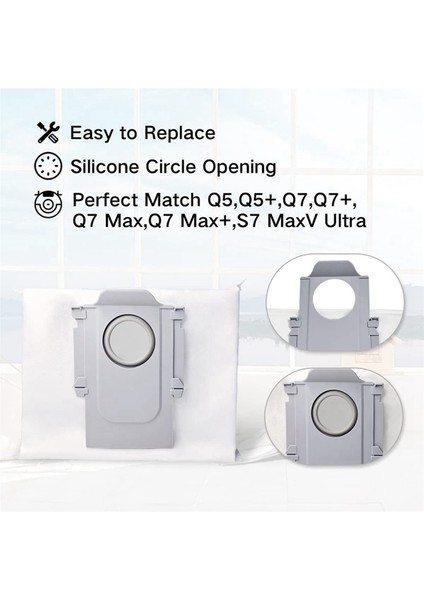 Roborock Q5+ S7 Maxv Ultra Robot Vakum 3l Büyük Kapasiteli Acuum Torbası Uyumlu (8pcs) Için Toz Torbası (Yurt Dışından) modelleri