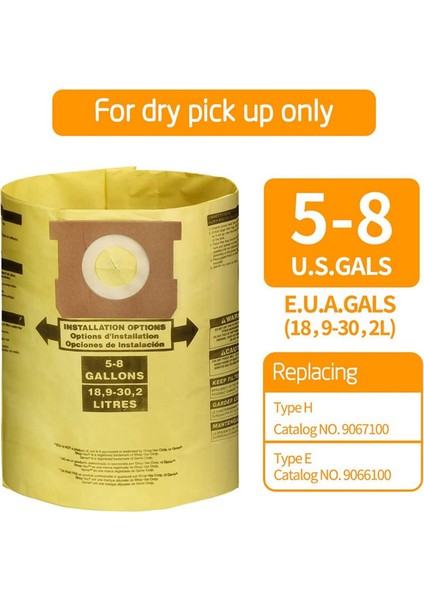 10 Paket Vakum Toz Filtre Torbaları 5-8 Galon Dükkanı Vac Islak Kuru Vakum Süpürgeleri 90661 906-61 9066100 90671 9067100 Vb (Yurt Dışından) modelleri